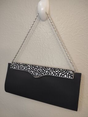 Kate Landry Crystal Embellished Satin Evening Clutch